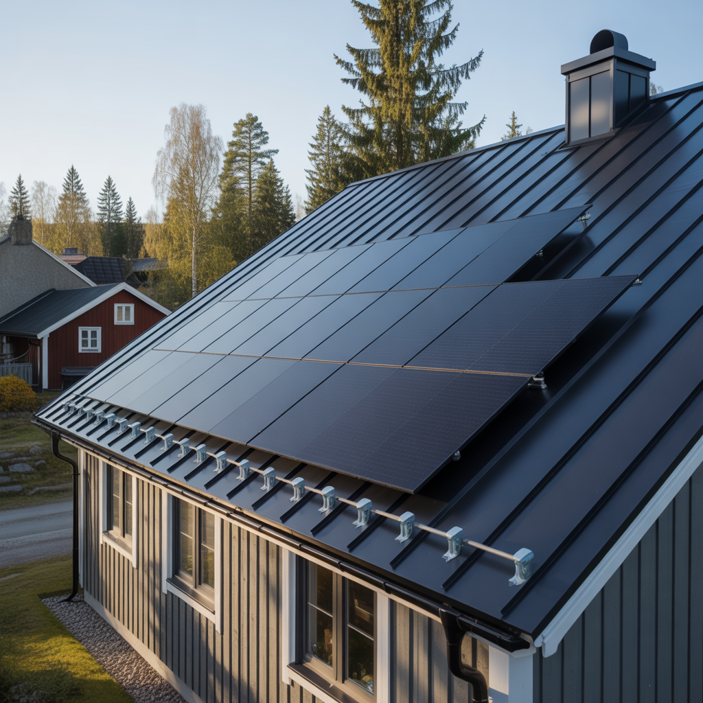 montera solpaneler pa plattak fasten tathet garanti